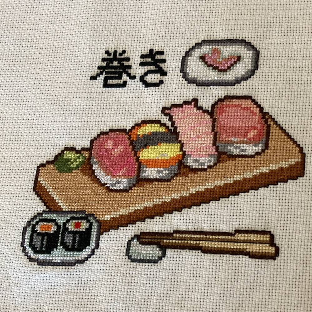 NEW hand sewn Sushi platter wall art